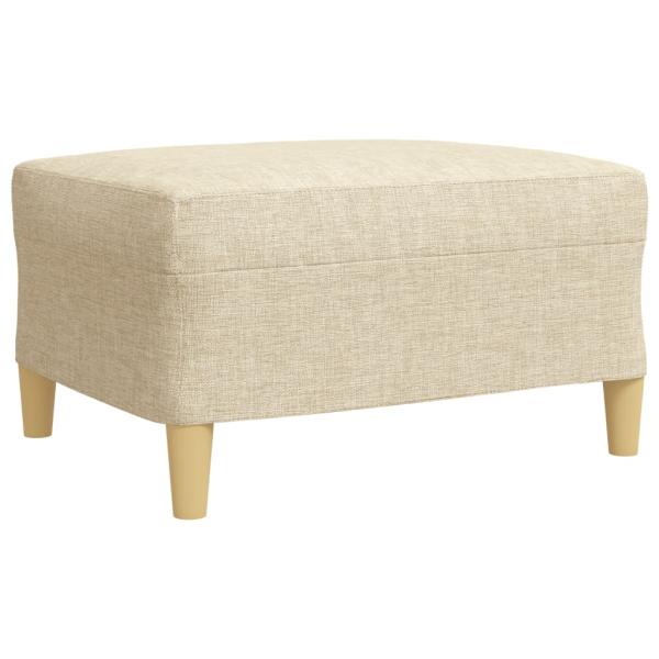 4-tlg. Sofagarnitur mit Fußhocker Creme Stoff