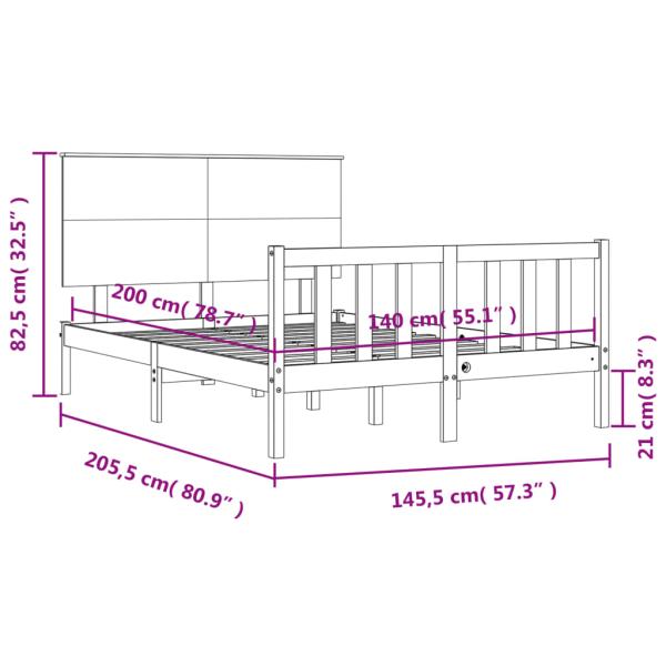 Massivholzbett ohne Matratze 140x200 cm Kiefernholz
