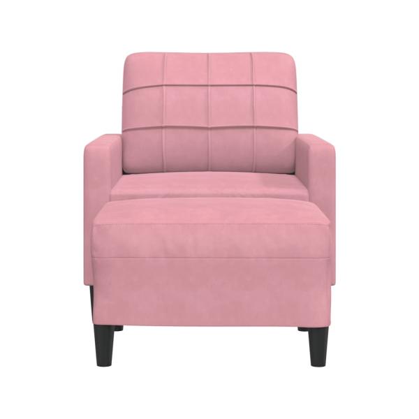 ARDEBO.de - Sessel mit Hocker Rosa 60 cm Samt