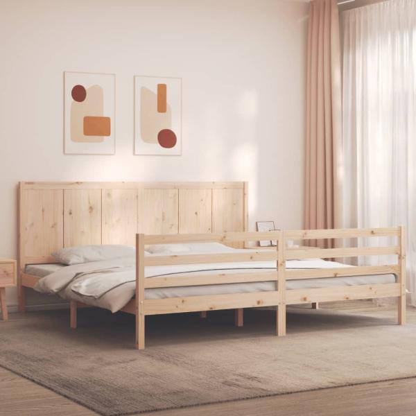 Massivholzbett mit Kopfteil 200x200 cm