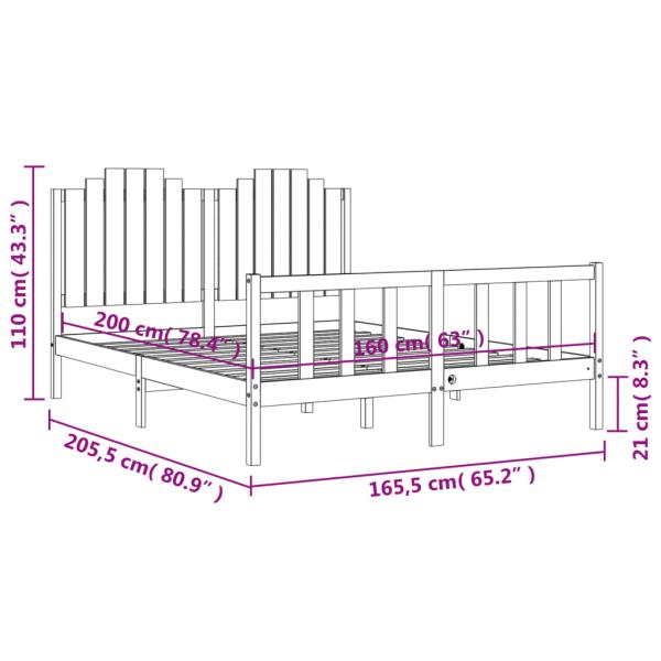 Massivholzbett ohne Matratze 160x200 cm Kiefernholz