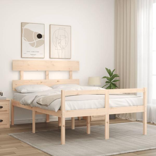 Seniorenbett mit Kopfteil Massivholz