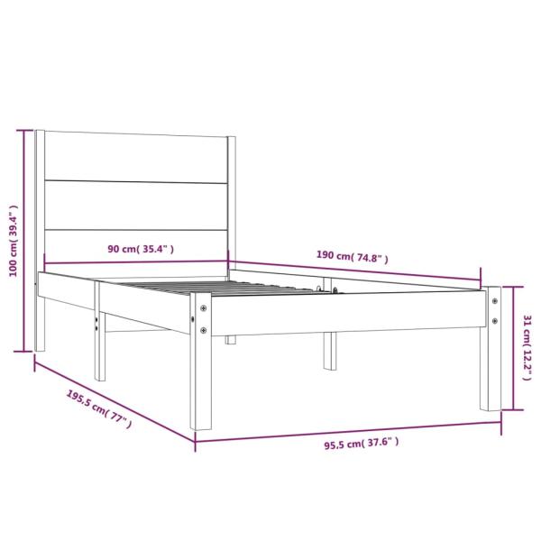 Massivholzbett 90x190 cm