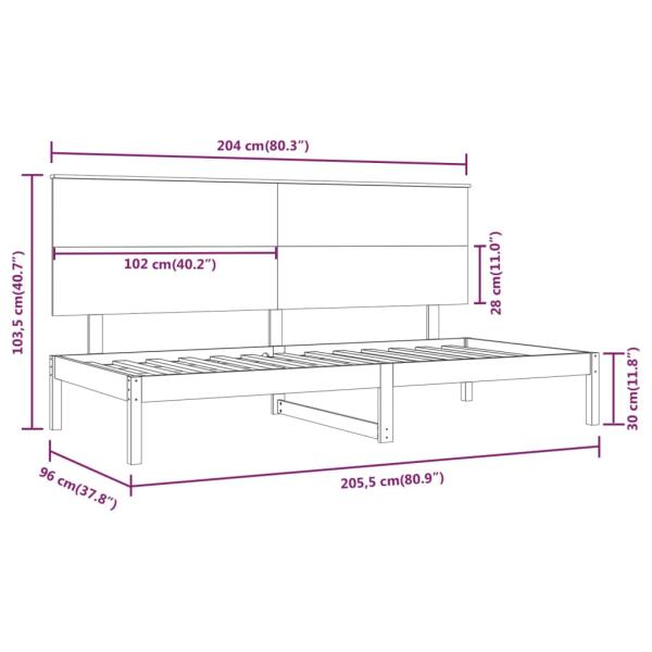 Tagesbett ohne Matratze 90x200 cm Massivholz Kiefer