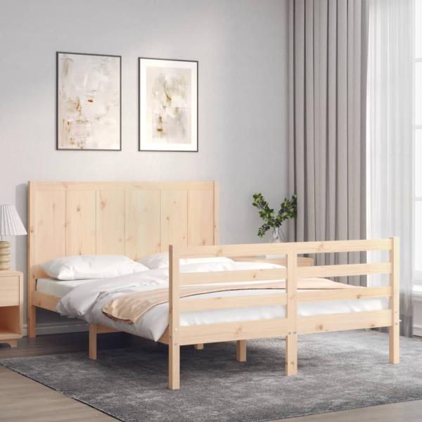 ARDEBO.de - Massivholzbett mit Kopfteil 140x190 cm