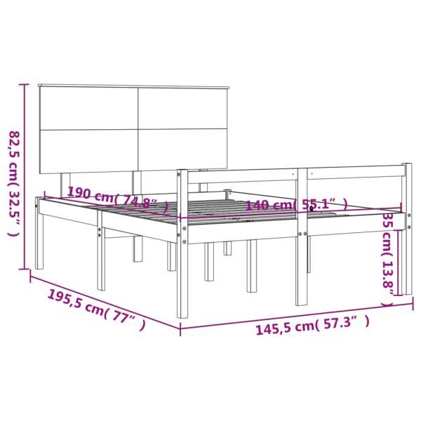 Seniorenbett mit Kopfteil 140x190 cm Massivholz
