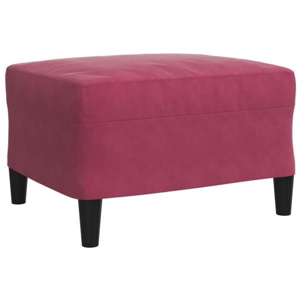 4-tlg. Sofagarnitur mit Kissen und Nackenrollen Weinrot Samt