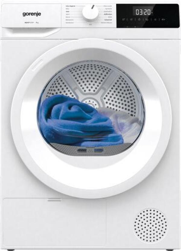 ARDEBO.de Gorenje DHNE72 EEK: D 7 kg Wärmepumpentrockner, 59,5 cm breit, 15 Programme, TwinAir, AutoDrain, Kindersicherung, weiß