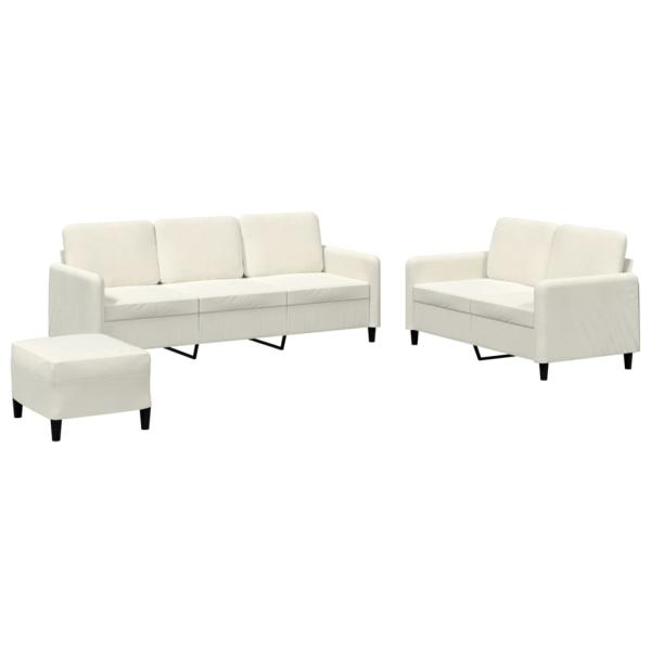 3-tlg. Sofagarnitur Creme Samt