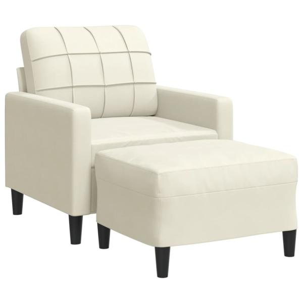 ARDEBO.de - Sessel mit Hocker Creme 60 cm Samt