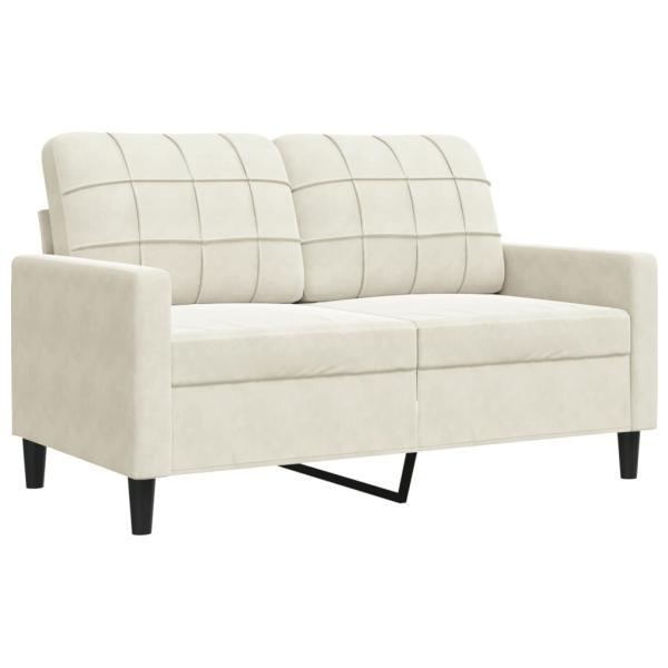 ARDEBO.de - 3-tlg. Sofagarnitur mit Kissen Creme Samt
