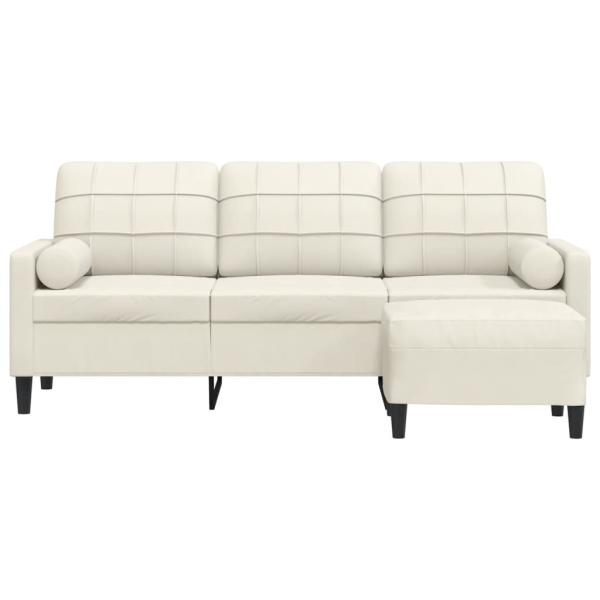 3-Sitzer-Sofa mit Hocker Creme 180 cm Samt