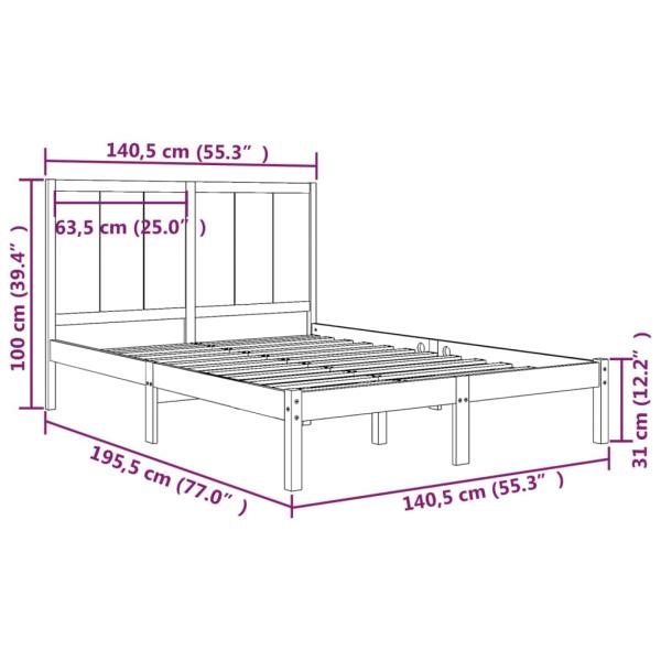 Massivholzbett ohne Matratze 135x190 cm Kiefernholz