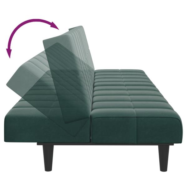 Schlafsofa 2-Sitzer mit Fußhocker Dunkelgrün Samt