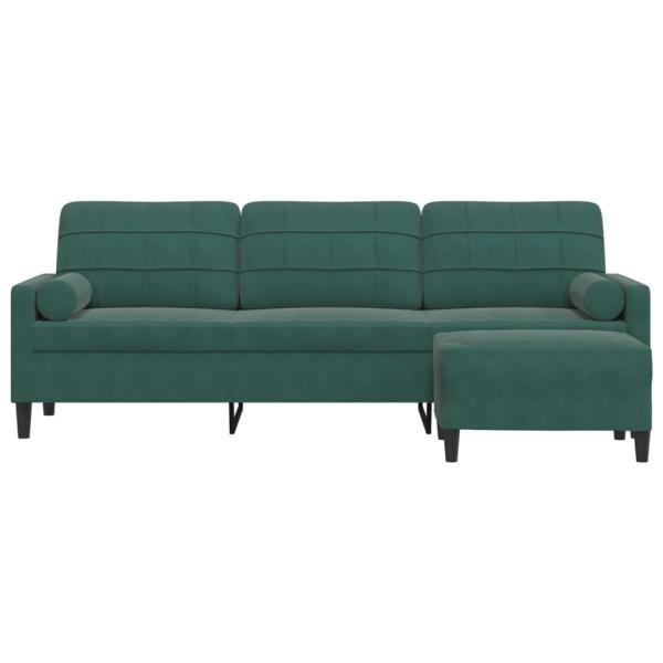 3-Sitzer-Sofa mit Hocker Dunkelgrün 210 cm Samt