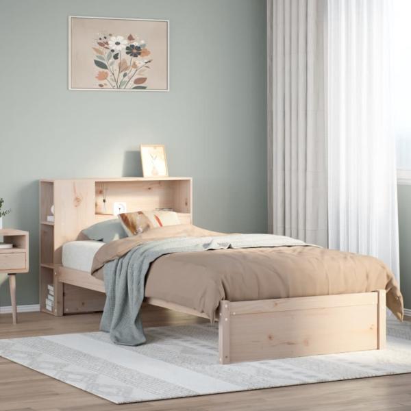 ARDEBO.de - Massivholzbett mit Regal ohne Matratze 90x190 cm Kiefernholz