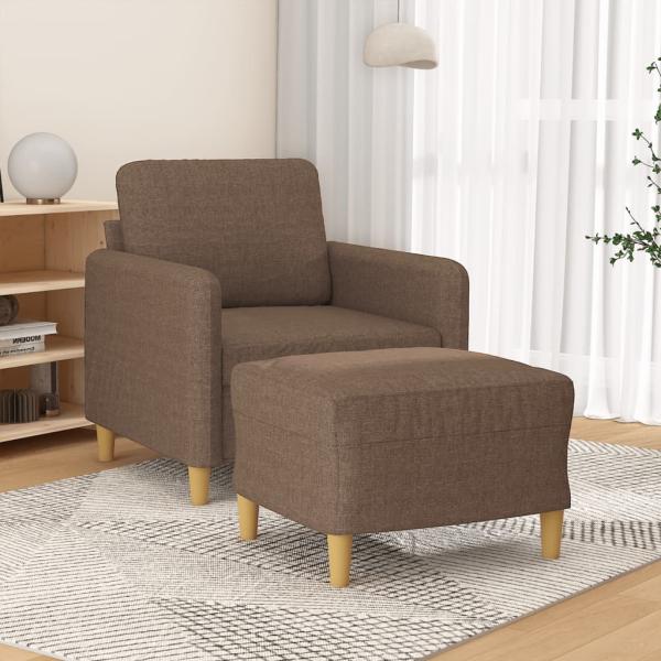 ARDEBO.de - Sessel mit Hocker Braun 60 cm Stoff