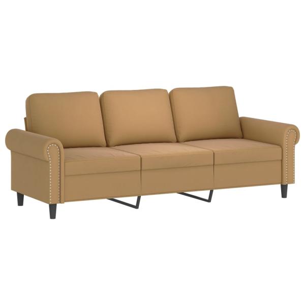 3-Sitzer-Sofa mit Hocker Braun 180 cm Samt