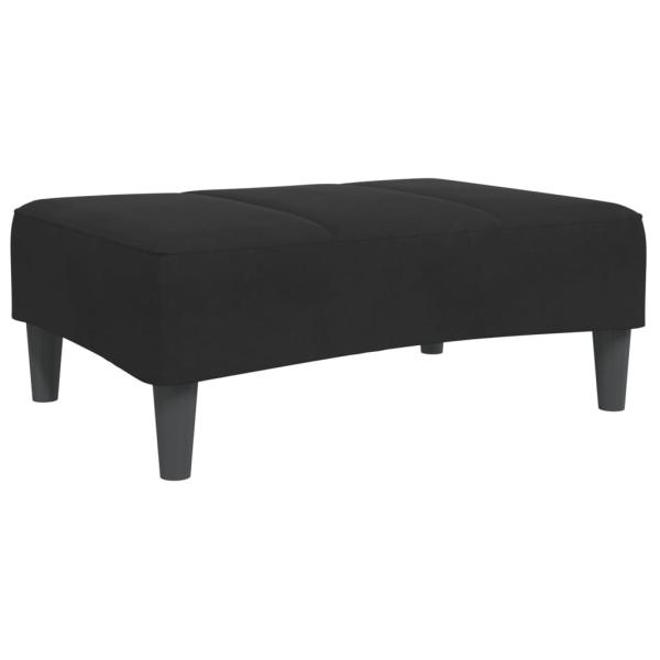 Schlafsofa 2-Sitzer mit Fußhocker Schwarz Samt