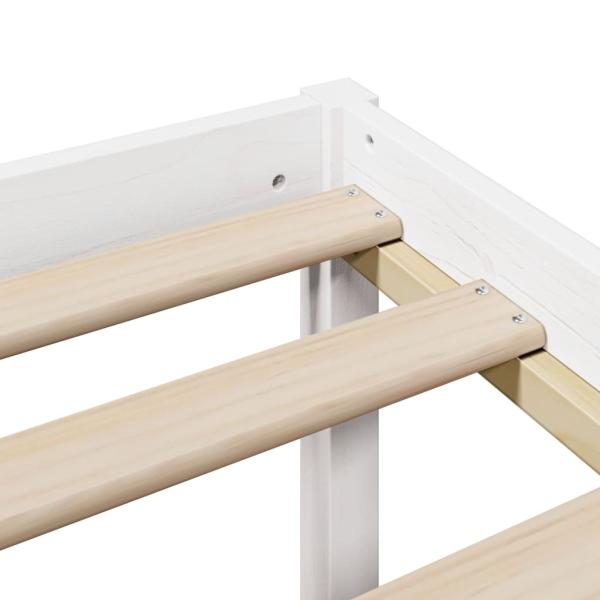 Massivholzbett mit Regal ohne Matratze Weiß 90x190 cm Kiefer