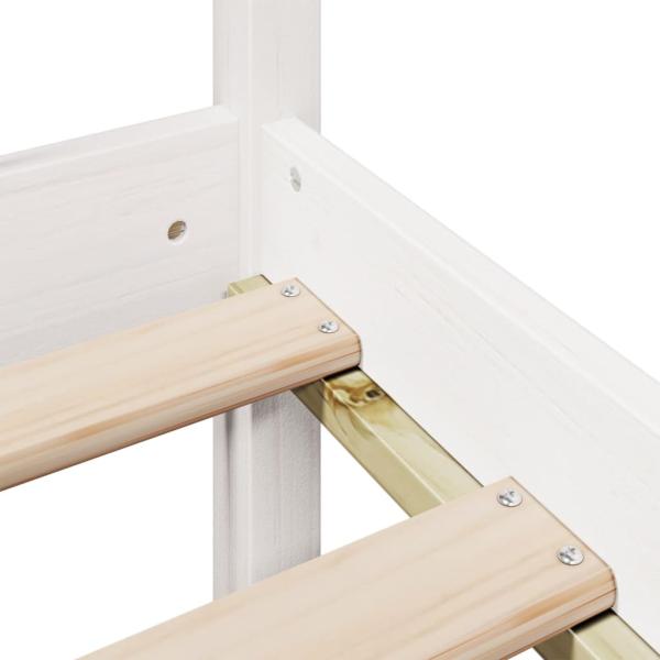 Massivholzbett mit Regal ohne Matratze Weiß 90x190 cm Kiefer