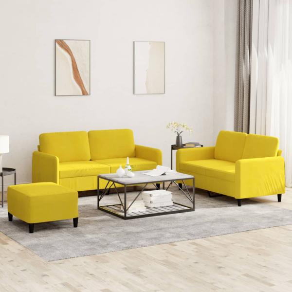 ARDEBO.de - 3-tlg. Sofagarnitur Gelb Samt