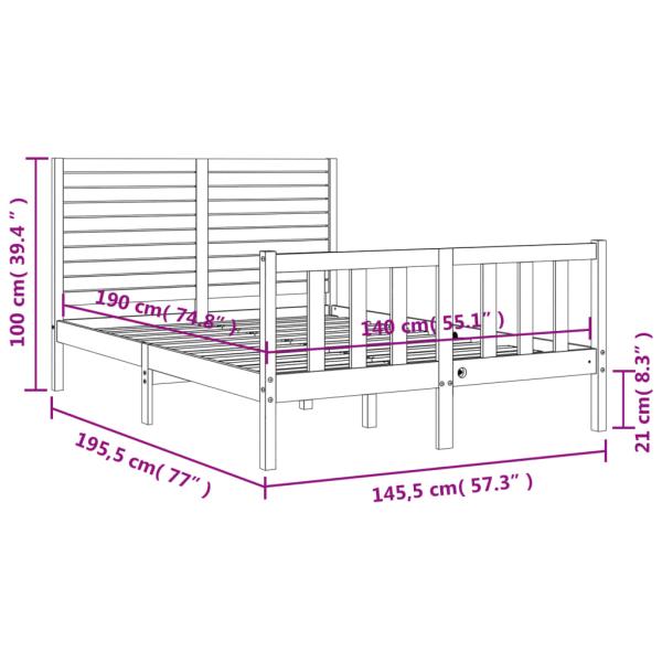 Massivholzbett ohne Matratze 140x190 cm Kiefernholz