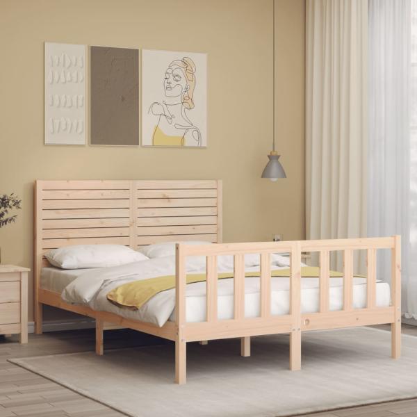 Massivholzbett ohne Matratze 140x190 cm Kiefernholz