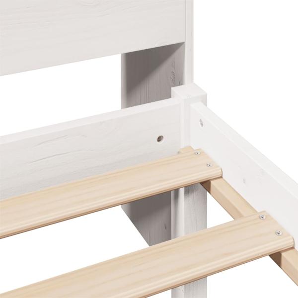 Massivholzbett mit Regal ohne Matratze Weiß 90x200 cm Kiefer