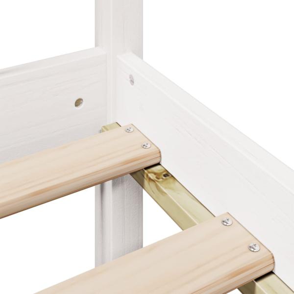 Massivholzbett mit Regal ohne Matratze Weiß 90x200 cm Kiefer