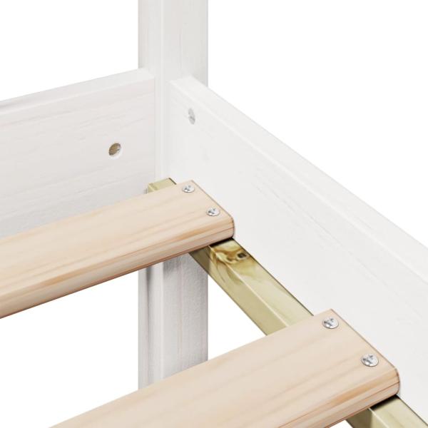 Massivholzbett mit Regal ohne Matratze Weiß 100x200 cm Kiefer