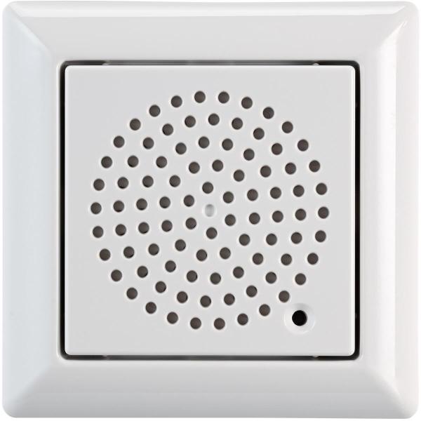 ARDEBO.de Grothe UP-FG E 230ws Funkgong-Set mit Sprachausgabe, 80 x 80 x 11 mm, 13 Melodien, 250 m, weiß (43770)