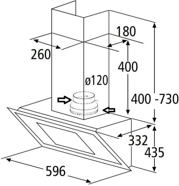 PKM 9031X B Kopffreihaube, 60 cm breit, Abluft/Umluft, edelstahl