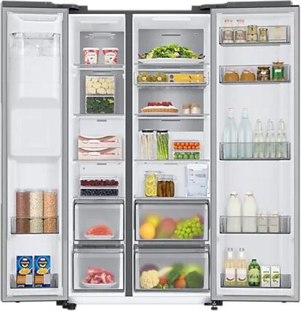 Samsung RS6GA854CSL/EG Side-by-Side Kombination, 91,2 cm breit, 635L, NoFrost+, Wassertank, Wasserspender, Eiswürfel, Crushed Ice, Twin Cooling, Edelstahloptik