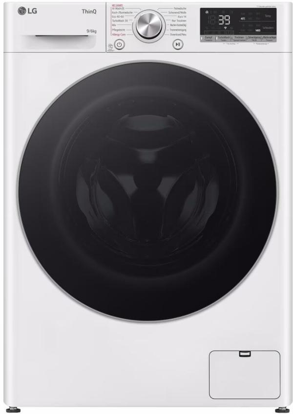 ARDEBO.de LG W4WR70961 6kg/9kg Stand Waschtrockner, 60 cm breit, 1400 U/Min, WLAN, Kindersicherung, Zeitverzögerung, Steam, weiß