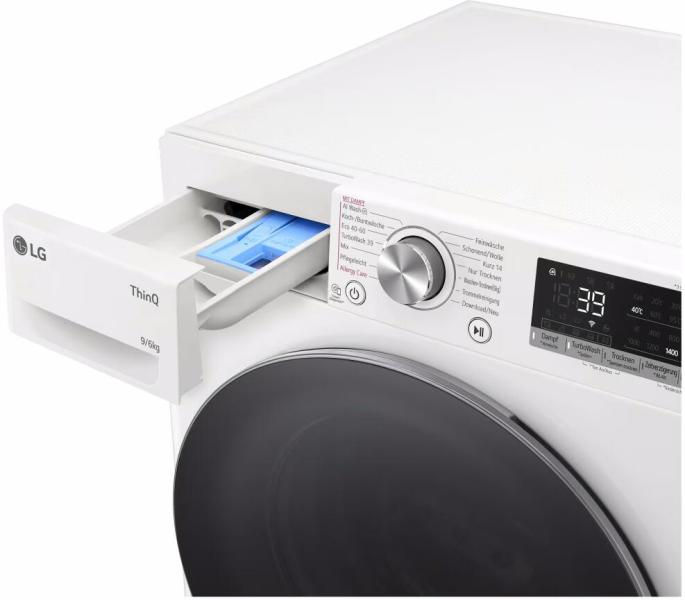 LG W4WR70961 6kg/9kg Stand Waschtrockner, 60 cm breit, 1400 U/Min, WLAN, Kindersicherung, Zeitverzögerung, Steam, weiß