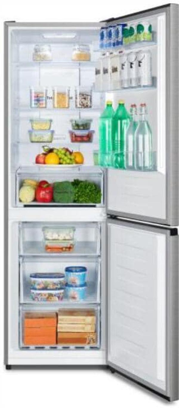 Hisense RB390N4BCC Stand Kühl-Gefrierkombination, 60 cm breit, 304 L, Multi Air Flow, Eco-Modus, Edelstahloptik