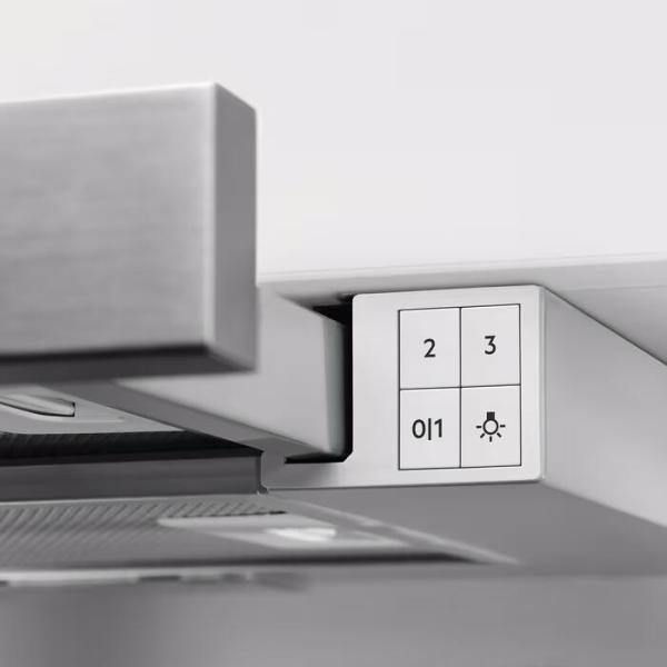 AEG DPS362AS EEK: C Extractor 3000 Flachschirmhaube, 60 cm breit, 330 m³/h, LED-Beleuchtung, Drucktasten, Abluft- und Umluftbetrieb, grau