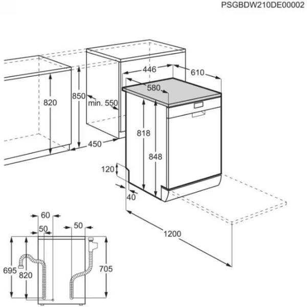 AEG FFB73527ZM Stand Geschirrspüler, 45 cm breit, 10 Maßgedecke, Aqua Control, Touch Bedienung, 9 Spülprogramme, Besteckschublade, silber