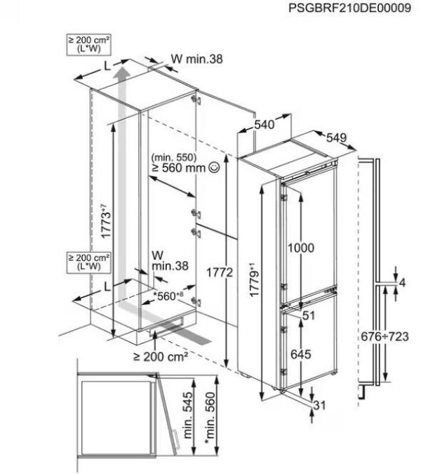 AEG OSC6M183ES Einbau Kühl-Gefrierkombination, Nischenhöhe 178 cm, 249 L, NoFrost, Schlepptür, TwinTech, Frostmatic, ProFresh