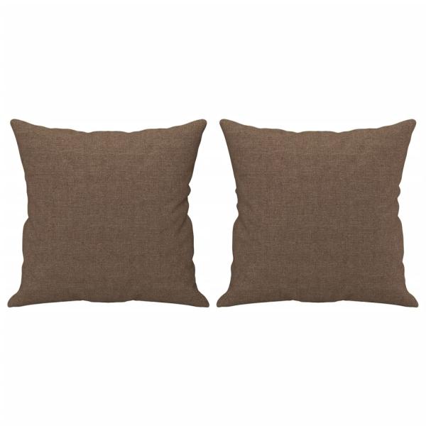 3-tlg. Sofagarnitur mit Kissen Braun Stoff