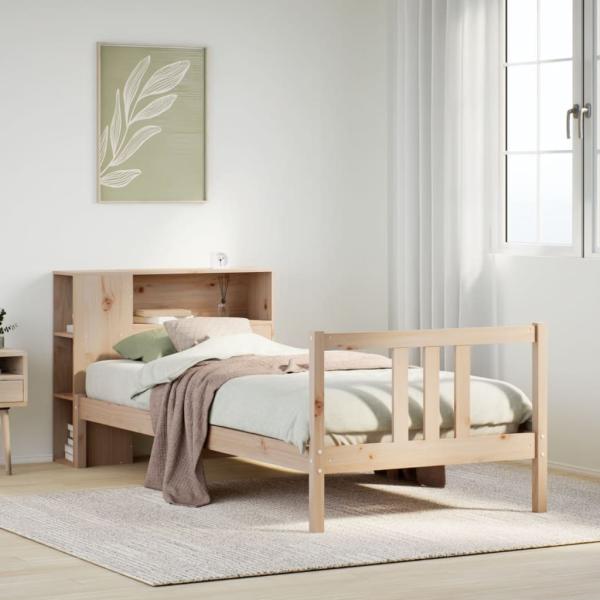 ARDEBO.de - Massivholzbett mit Regal ohne Matratze 90x190 cm Kiefernholz