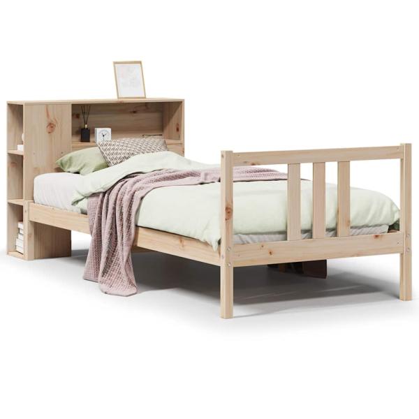 Massivholzbett mit Regal ohne Matratze 90x190 cm Kiefernholz