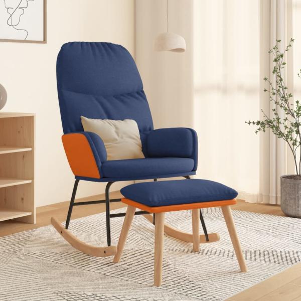 ARDEBO.de - Schaukelsessel mit Hocker Blau Stoff