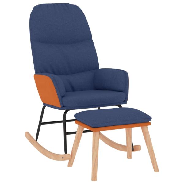 Schaukelsessel mit Hocker Blau Stoff