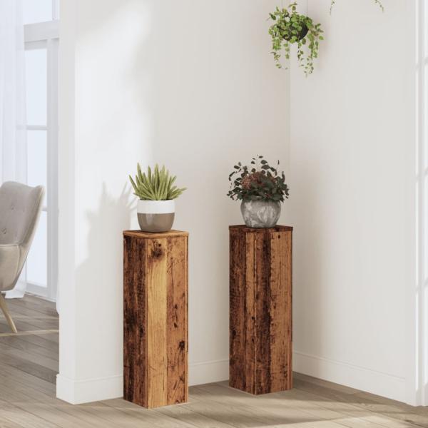 ARDEBO.de - Pflanzenständer 2 Stk. Altholz-Optik 17x17x60 cm Holzwerkstoff