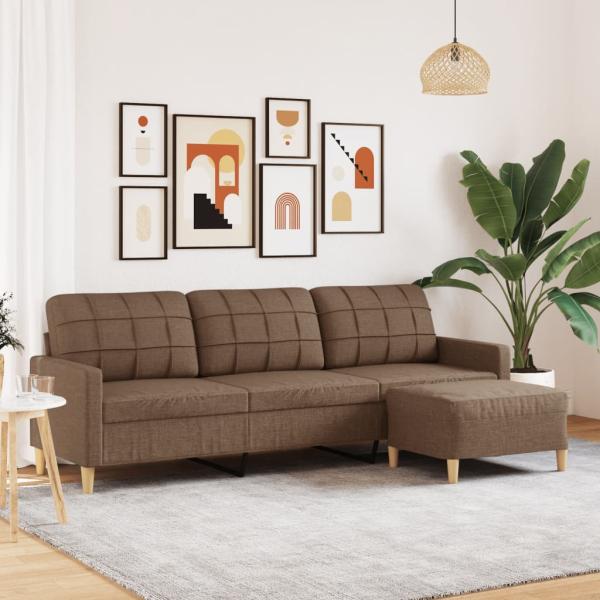 ARDEBO.de - 3-Sitzer-Sofa mit Hocker Braun 210 cm Stoff
