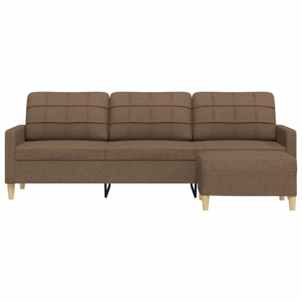 3-Sitzer-Sofa mit Hocker Braun 210 cm Stoff