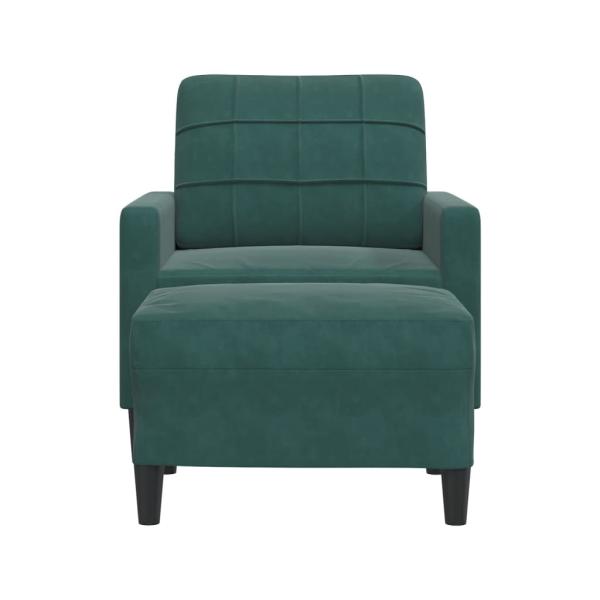 Sessel mit Hocker Dunkelgrün 60 cm Samt