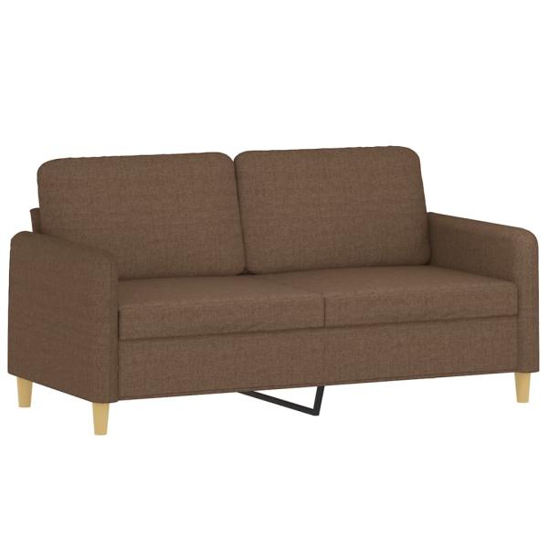 3-tlg. Sofagarnitur mit Kissen Braun Stoff